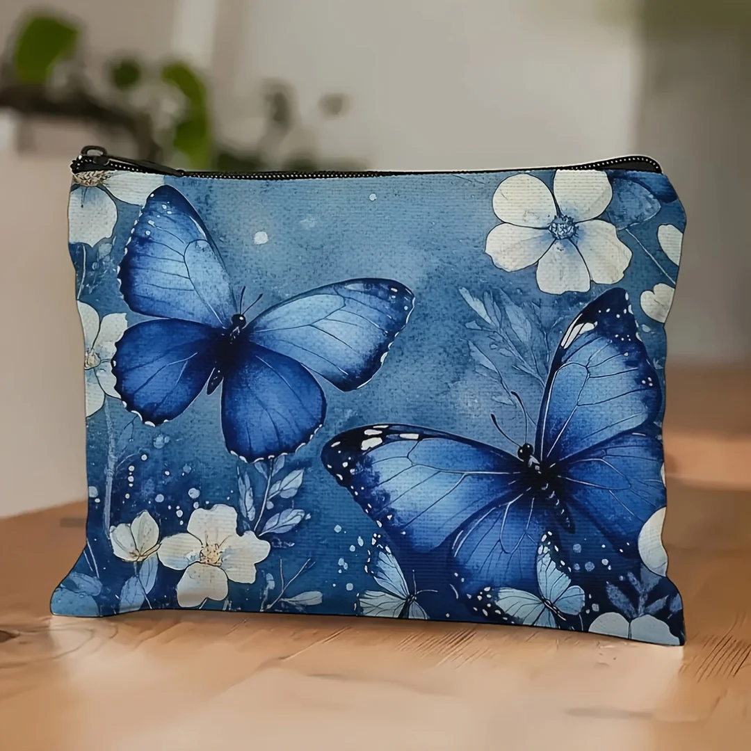A butterfly pattern cosmetic bag-cute multifunctional zipper handbag, jewelry storage bag