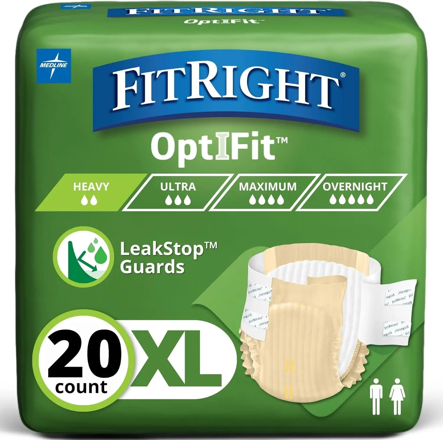 

Extra+ Adult Diapers, Disposable Incontinence Briefs, Leak-Proof Diaper, Absorbent Briefs for Men and Women, Maximum Protection, X-Large, 56 – 64 in, 20 Briefs Per Bag