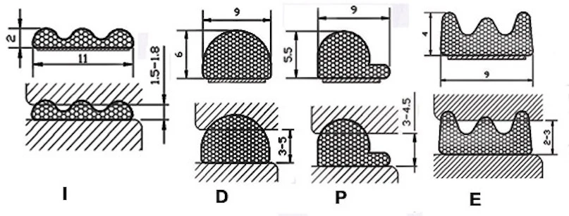 5 Meters D/P/E/I Type PU Foam Self‑Adhesive Sealing Strip, High Resilience PE Wrap Door Window Gasket Seal