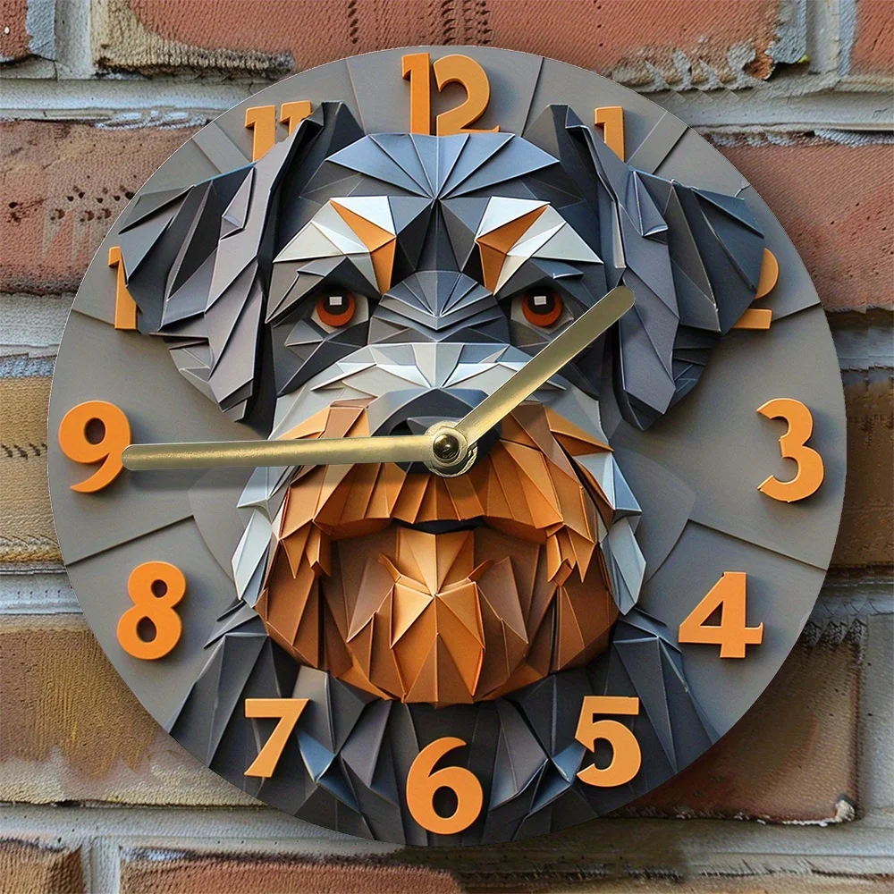 Schnauzer-Themed Silent Wall Clock, Metal, Pet Lover'S Decor, Perfect for Mother'S Day & Apartment Wall Clock Modern Design