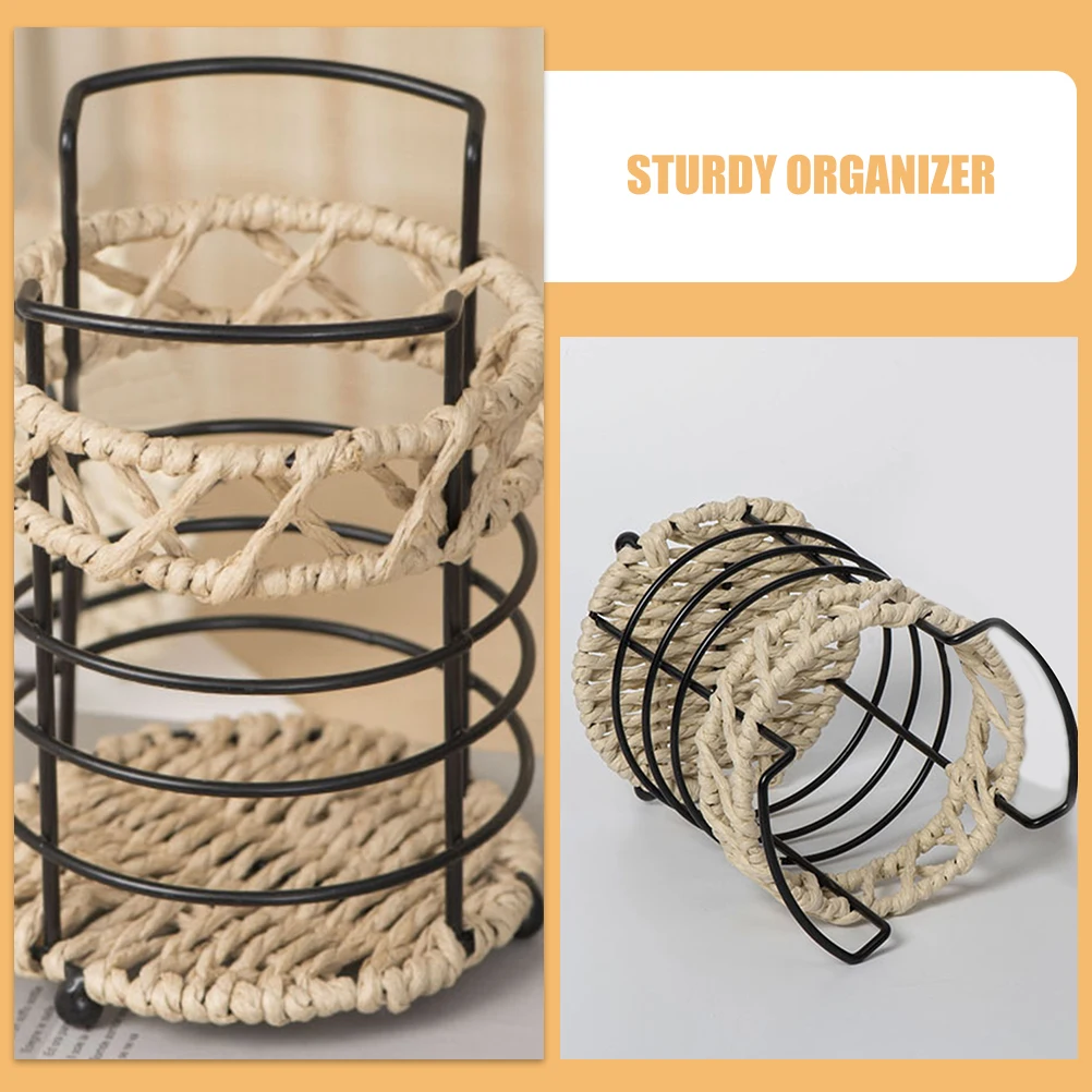 

Sturdy Woven Desktop Pencil Storage Organizer Office Supply Makeup Brush Container Household Container Multi-Function Tabletop