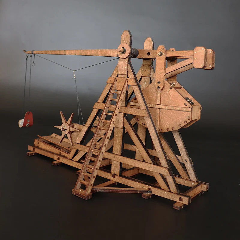 1:48 Rotary Counterweight Trebuchet Catapult DIY Ancient Chariot Model Siege Car Wooden 3D Puzzle Need Assembly