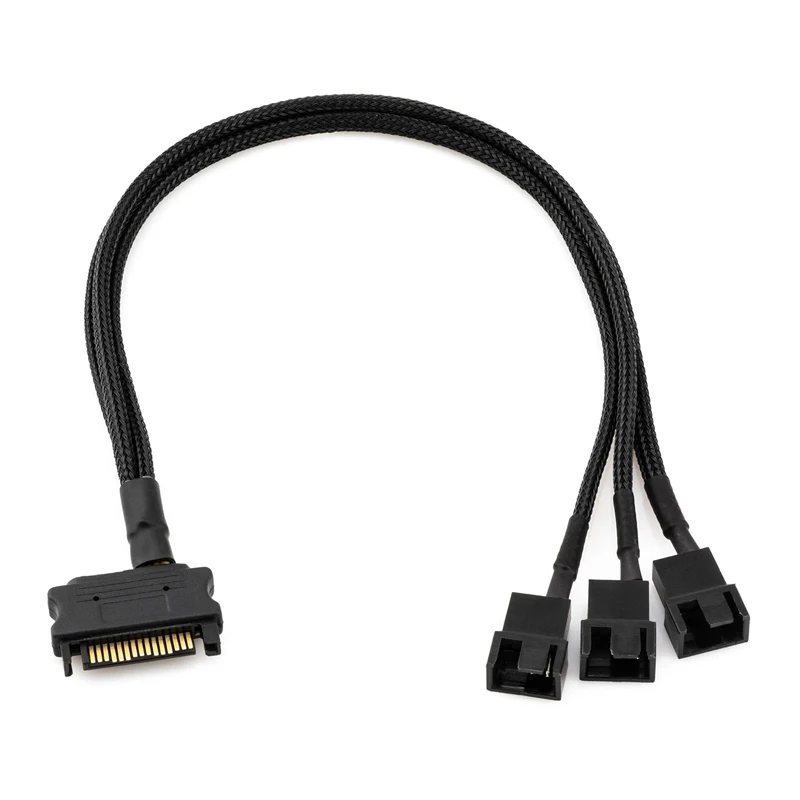 SATA to 3 Pin / 4 Pin Fan Adapter 15 Pin SATA to 12V PC Case Fan Splitter Extension Power Cable Adapter