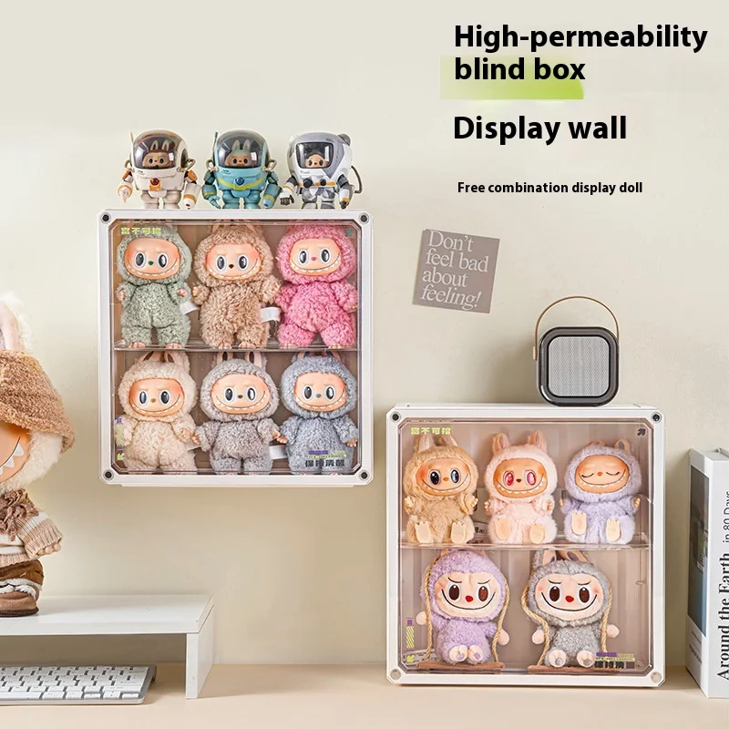 Labubu-Displaybox, magnetisch, zur Wandmontage, geschichtet, transparent, staubdicht und feuchtigkeitsbeständig, kann überlagert werden.
