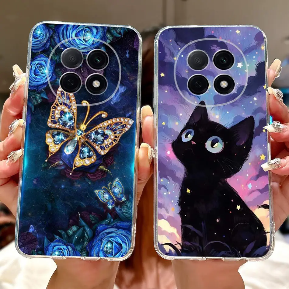 حافظة لهاتف OPPO A5 Pro ممن لهم A5Pro 5G PKP110 أنيقة الأزهار القط رسمت لينة سيليكون شفاف حافظات من البولي يوريثان