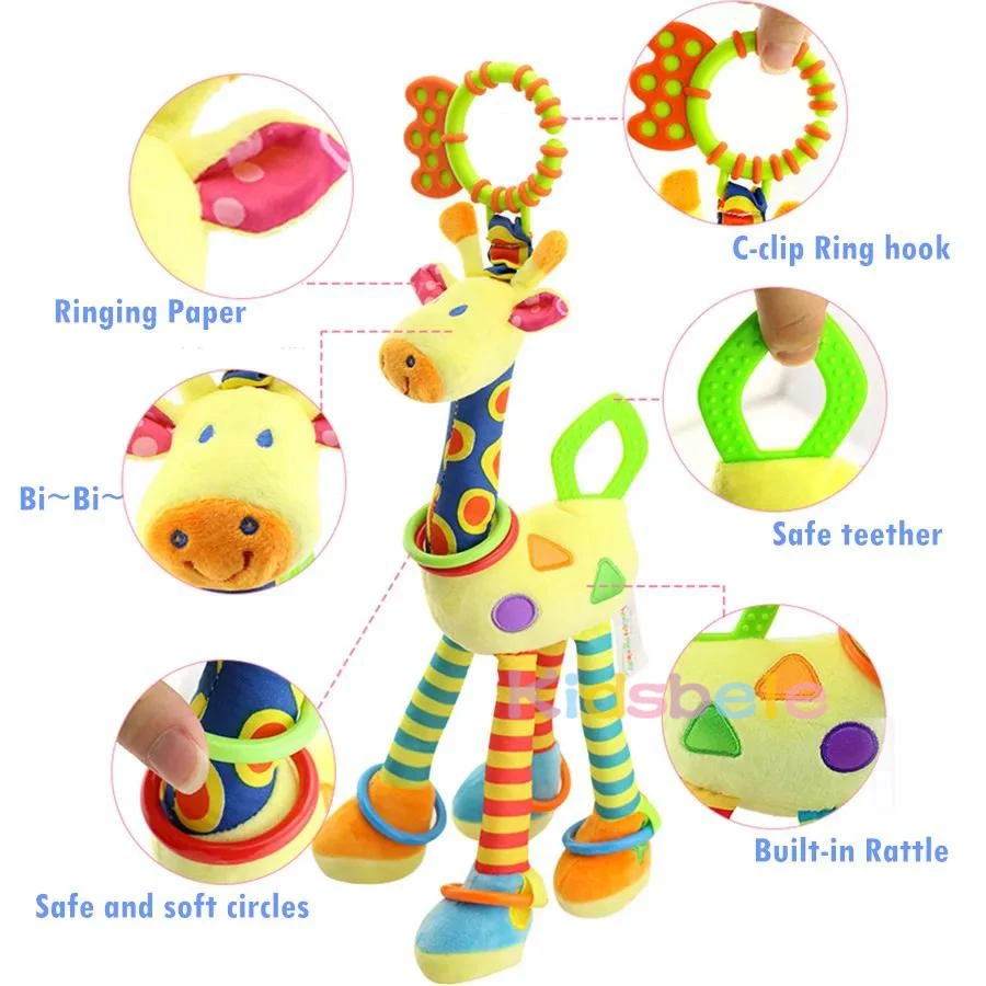 Plüsch-Giraffen-Autospielzeug für Kleinkinder – leuchtende Farben und Jingle-Sound, perfekter Reisebegleiter für Babyspielzeit