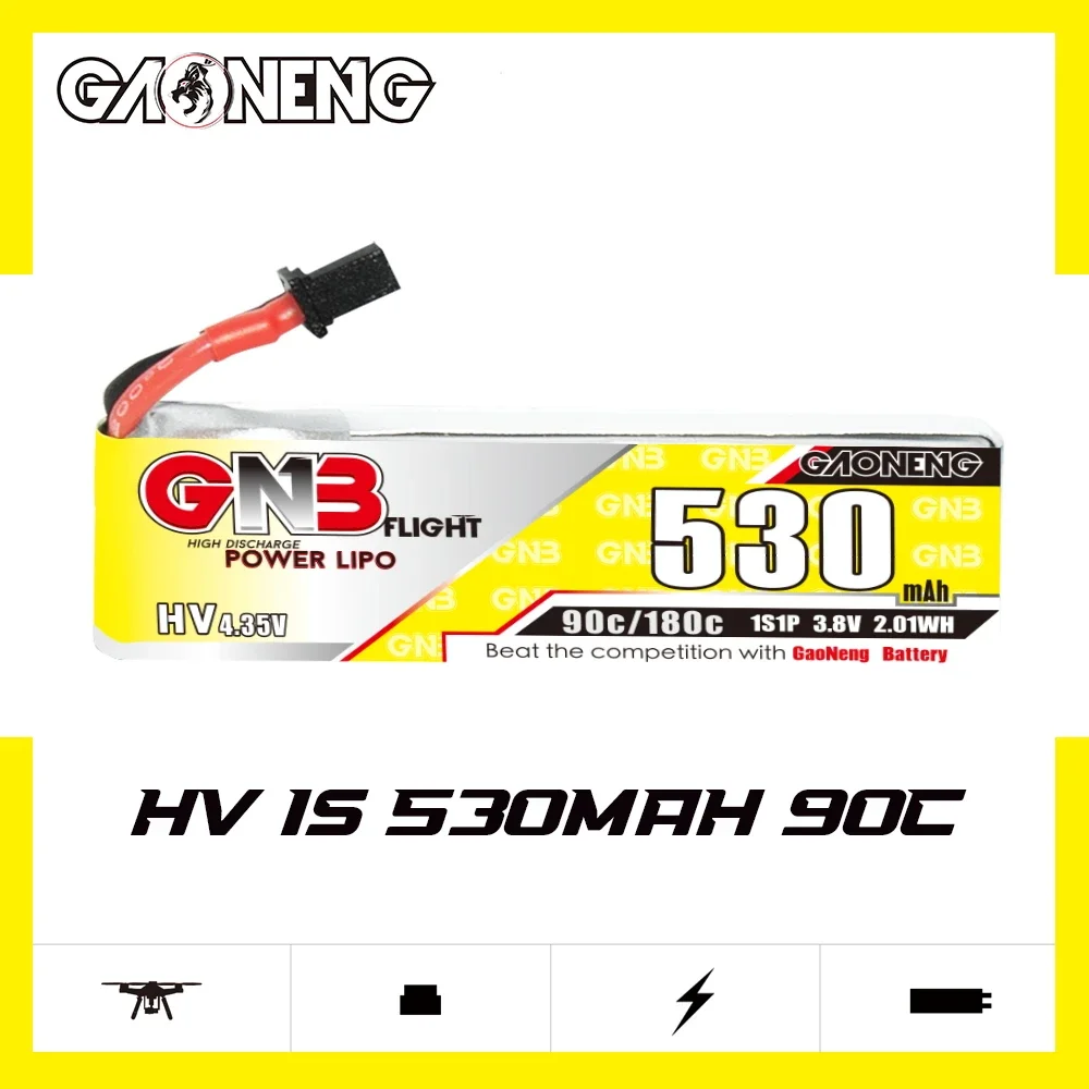 

GAONENG GNB 530mAh HV 1S 90C 180C 3.8V Cabled A30 LiPo Battery Yinywhoop Tiny7 NewBeeDrone Cockroach HGLRC