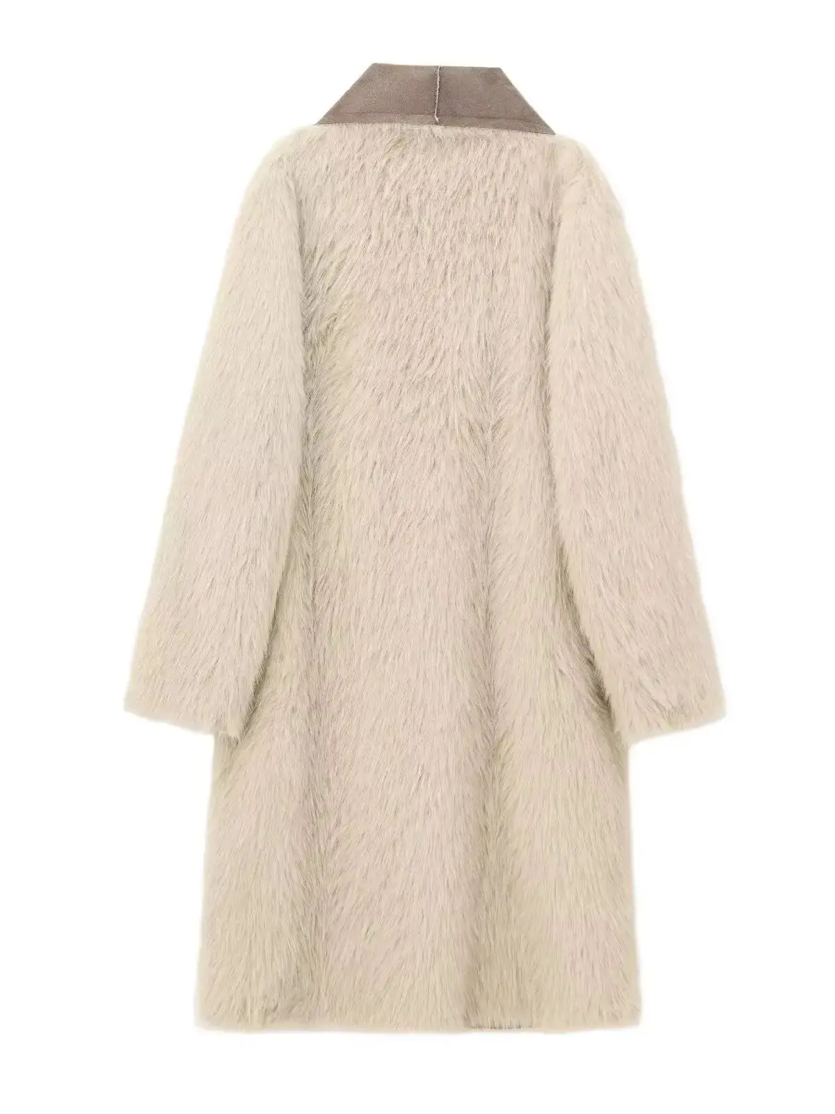 2025 Winter Women's Elegant Long Sleeve Double-sided Faux Fur Jackets Lady Vintage Thick Warm Suede Pocket Loose Coats Outerwear