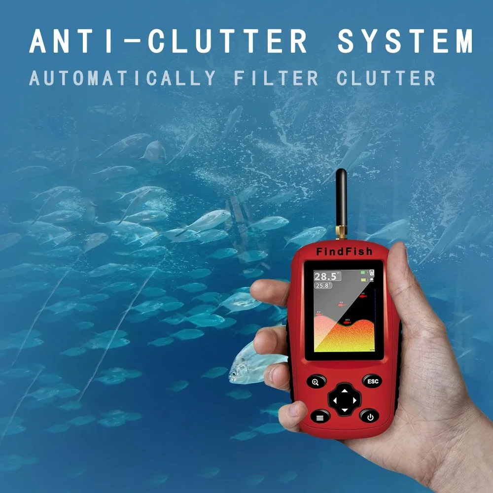 جديد FindFish اللاسلكية صياد السمك السونار الاستشعار المحمولة شاشة الكريستال السائل عمق المكتشف لصيد الأسماك الجليد الصيد قوارب الكاياك #6
