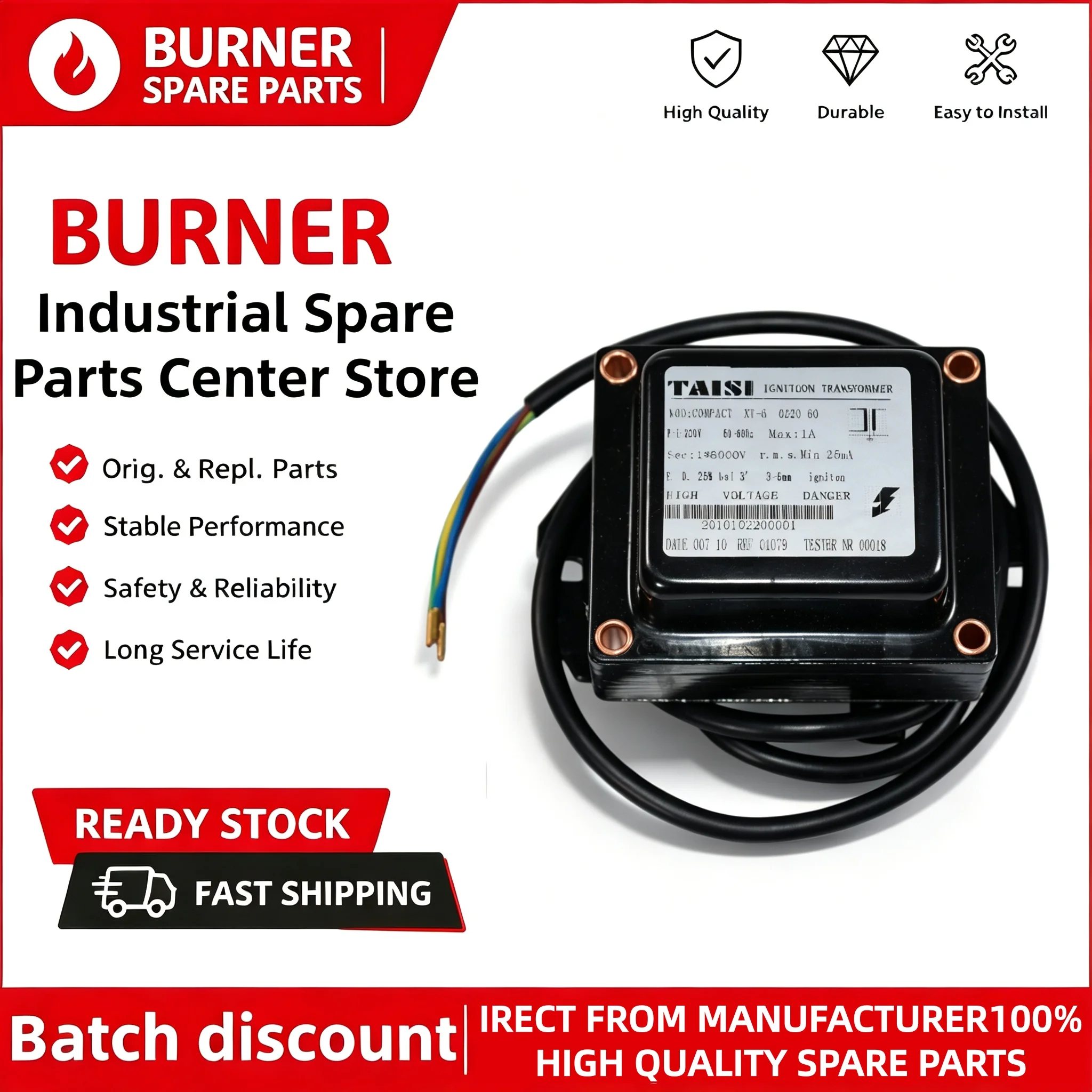 High Voltage Ignition Coil High Voltage Pack XT Series Genuine OEM Industrial Kiln Combustion Furnace Ignition Maintenance Acces