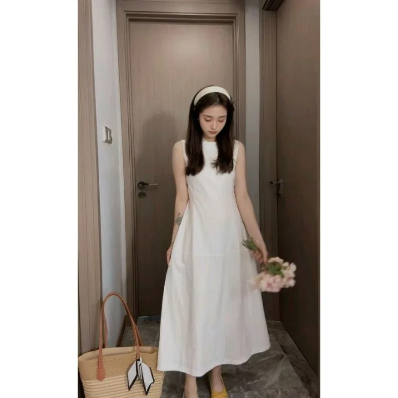 2025年新作 夏 ウエストAライン ロングワンピース レディース 韓国ファッション 花柄 ノースリーブ ベストワンピース