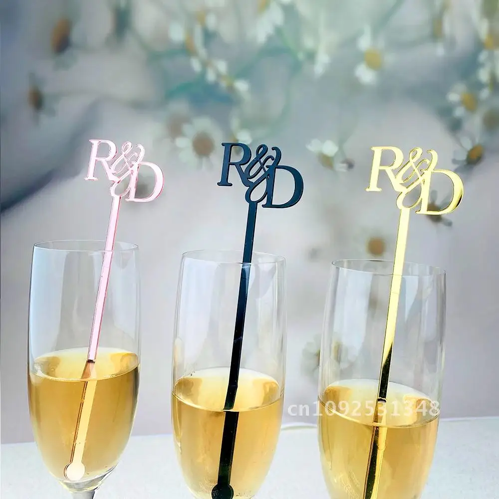 Personalized Drink Stirrers Wedding Cocktail Sticks Custom Drink Agitators Drink Tags Glass Wine Charms Swizzle Decorations