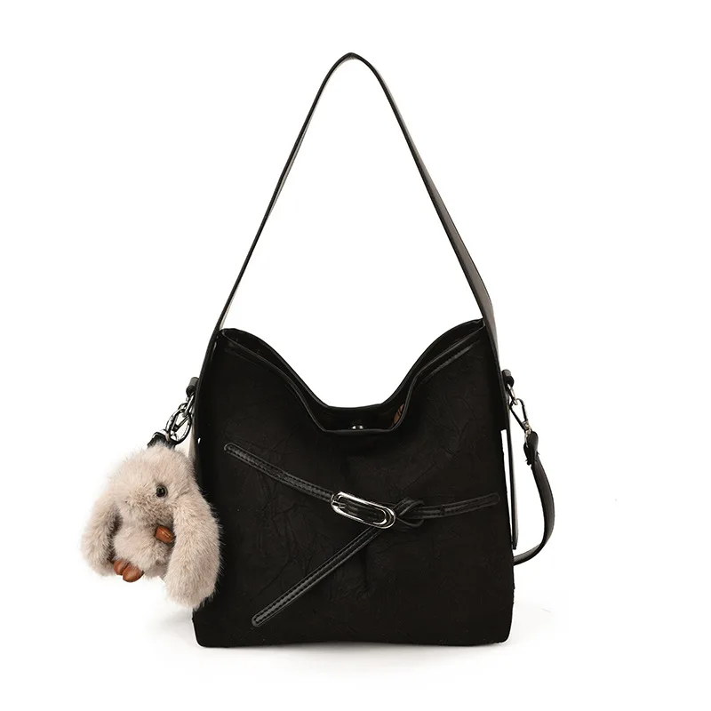 

2025 Winter Vintage Bucket Bag for Women, Genuine Leather Large Capacity Multi-way Crossbody Purse, Retro Chic Tote for Work