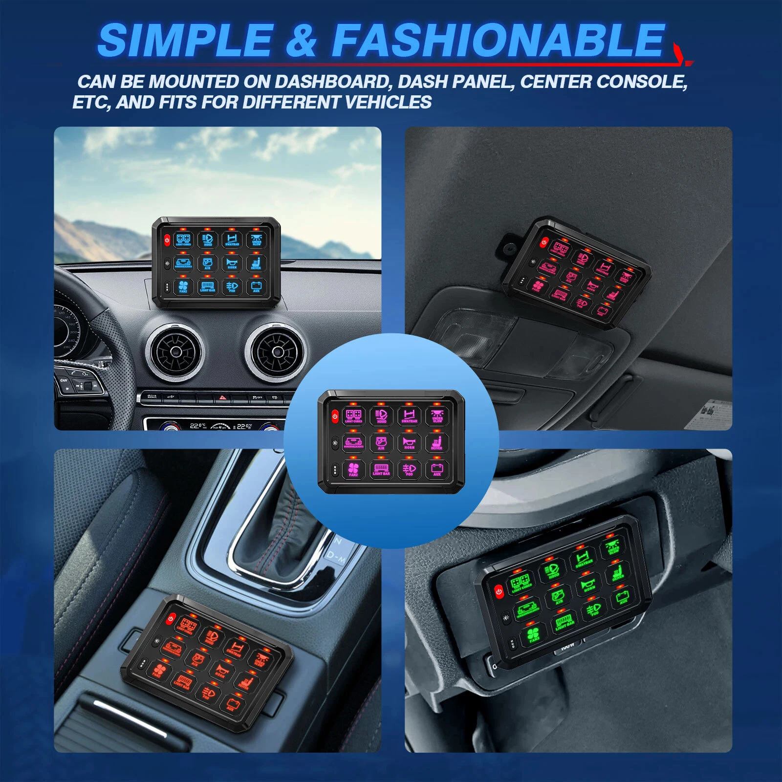 12 عصابة لوحة التبديل 12/24 فولت نظام التتابع الإلكتروني لتقوم بها بنفسك الخلفية لوحة تحكم الدائرة العالمية لسيارة شاحنة الطرق الوعرة RV فان