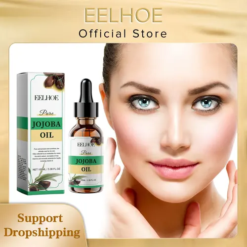 EELHOE-aceite de Jojoba orgánico para el cuidado de la piel, productos para el estiramiento facial, hidratante facial, vitamina E, 100ml