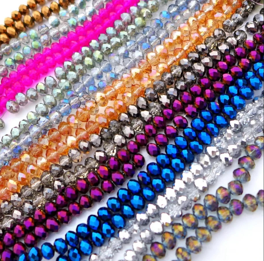 5040 Crystal Rondelle Glass Beads 2/3/4/6/8/10/12/14mm White Plated colors DIY Jewerly Accessory Finding Bracelets free ship