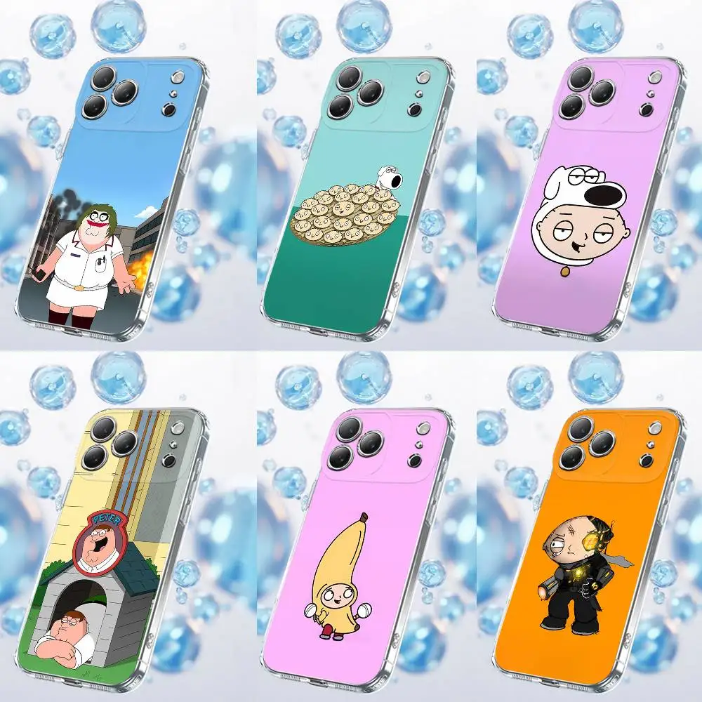 

Cartoon F-Family Guy Funny Phone Case For iPhone 17,16,15,14,13,12,11 Plus,Pro,Max,Plus,E,SE4,Air,Mini Transparent