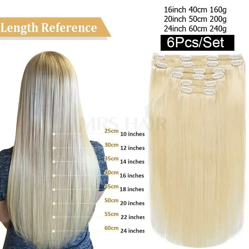 MRSHAIR Clip nelle estensioni dei capelli umani macchina per l'estensione dei capelli veri naturali Remy Clip-On capelli testa piena 12 "-24" Clip ins