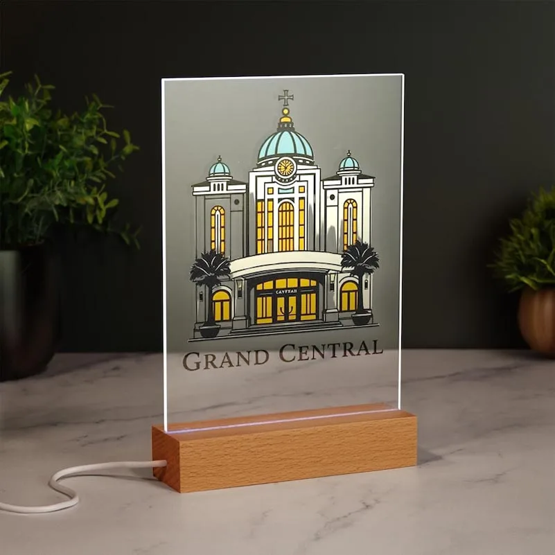 Custom Acrylic LED Business Sign Company Logo Desk Display Printed Acrylic Plaque Office Decor QR led logo Corporate Gifts - Image 3