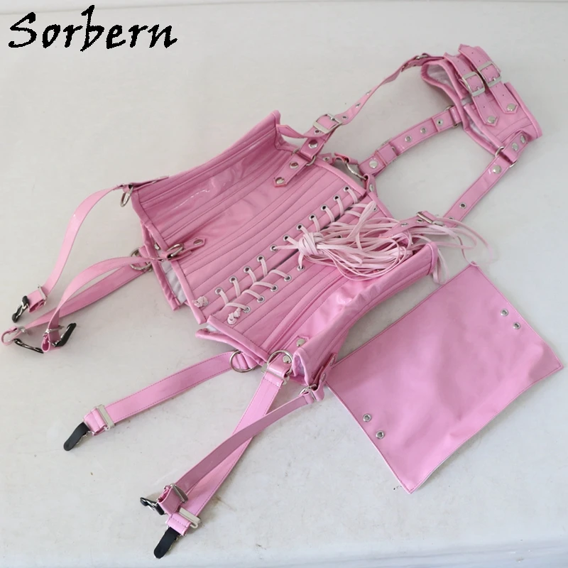 Sorbern-Espartilho Sexy com Pescoços, gótico, Espiral Desossada Espartilho, Burlesque Roupas Steampunk, Zipper Bustiers Costume