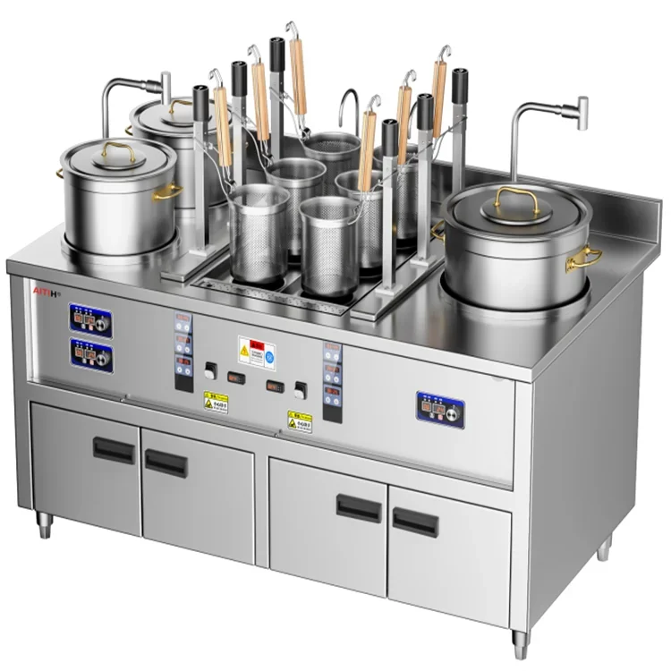 6 Head Noodle Cooker +3 Heads Boiled Soup Catering Equipment Combination Noodle Cooker Machine For Restaurant Supplies For Hotel