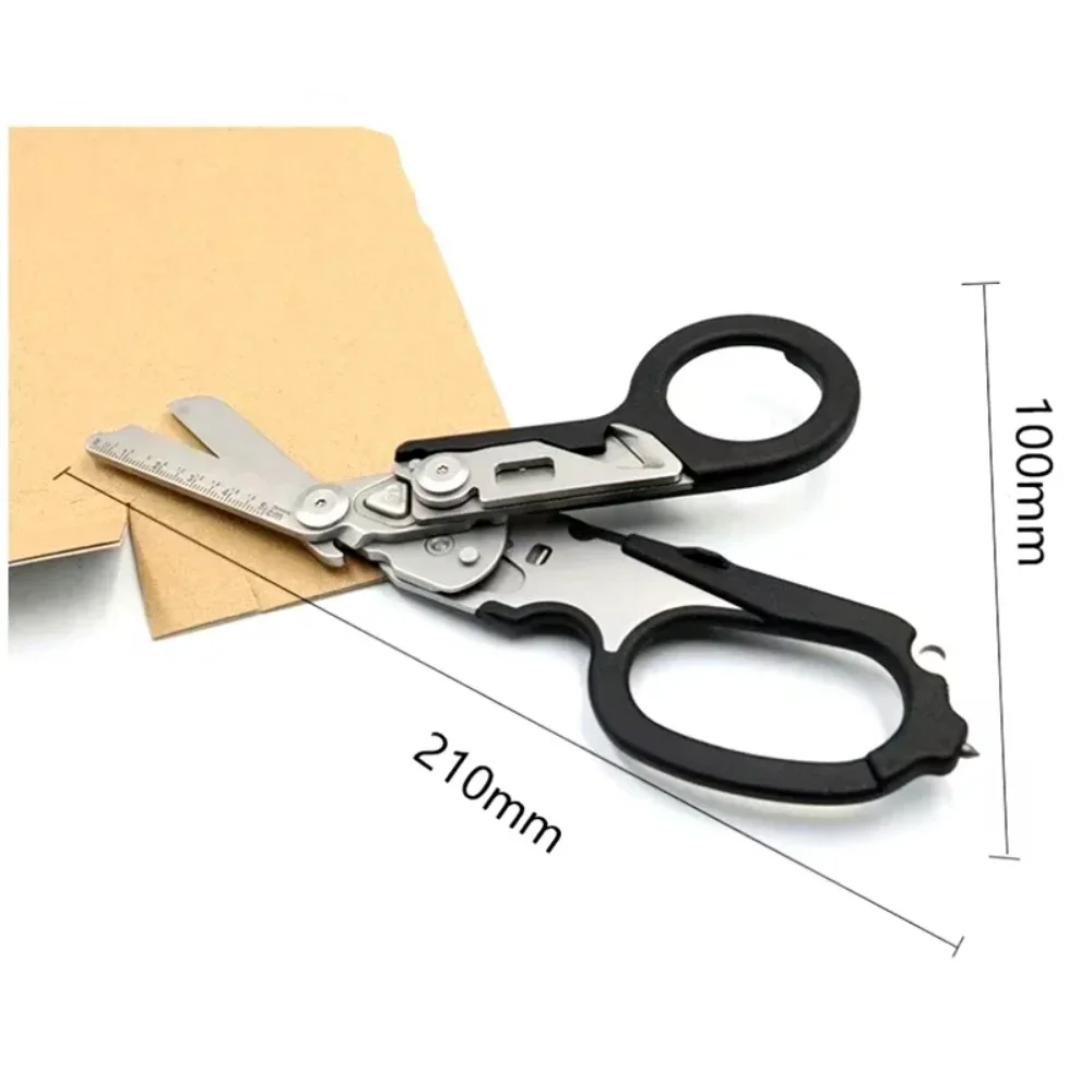 Multifunction Scissors Raptors First Aid Expert Tactical Folding Scissor Ring Cutter Outdoor Survival Tool Combination Gadget
