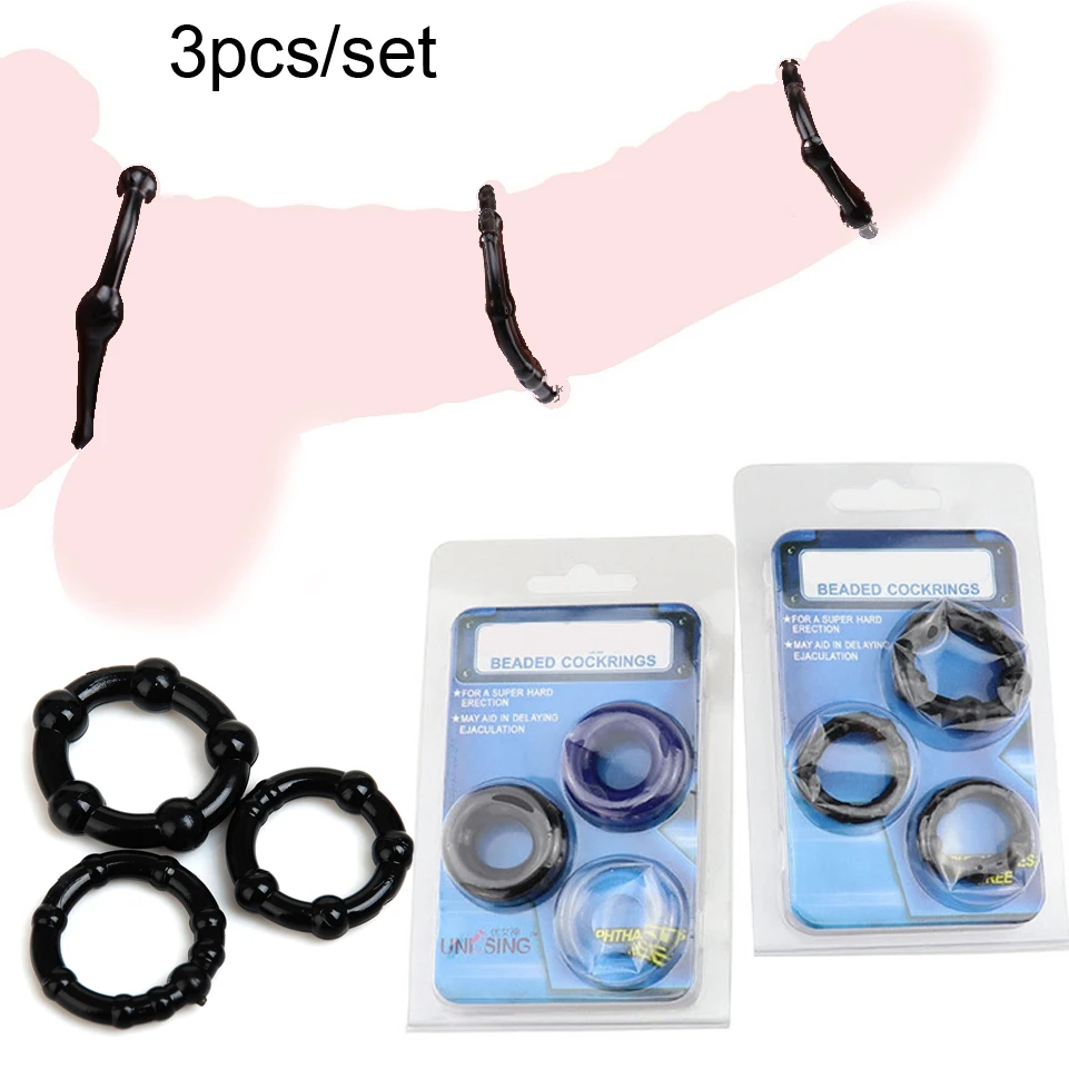 

3pcs/set Silicone Penis Ring for Men Delay Ejaculation Semen Lock Cock Rings Adult Sex Toys Sex Erectile Lasting Dick Products