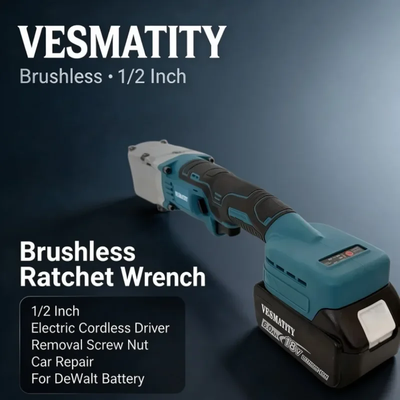 Electric Wrench Cordless Ratchet Wrench Brushless Motor Hand-held Wrench Electric Tool Car Repair For 18V-20V Battery