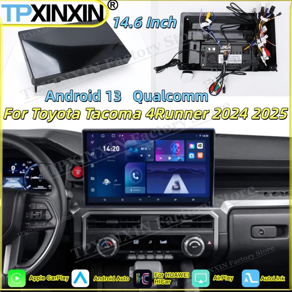 Radio Car Stereo Receiver For Toyota Tacoma 4 Runner 2024 2025 Android 13 Carplay Multimedia Screen GPS Navigation Head Unit