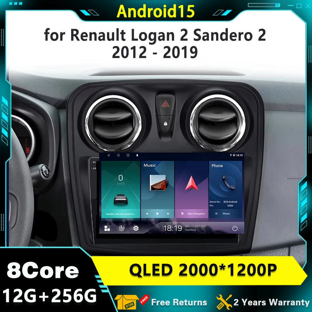 

Android 15 for Renault Logan 2 Sandero 2 2012 - 2019 Car Radio Multimedia Video Player 2 Din GPS wifi DVD Navigation carplay