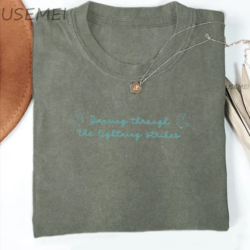Dancing Through The Lightning Strikes T-Shirt Women Men Concert Music Tshirt Streetwear Vintage Cotton Short Sleeve Clothes