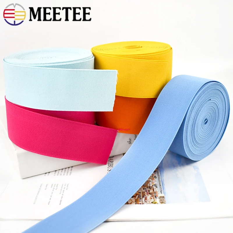 2/5/10Meters Elastic Bands 50mm Wide Colorful Rubber Band Webbing for Sewing Bags Clothes Waistband Belt Replace Material DIY