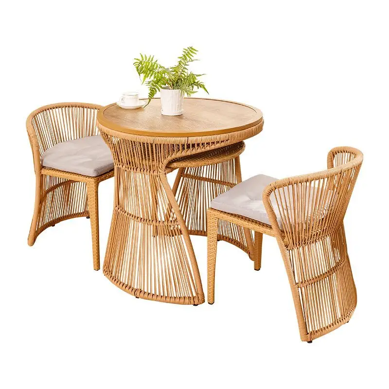 Balcony leisure tables and chairs, courtyard rattan chairs three-piece combination, balcony one table and two chairs full