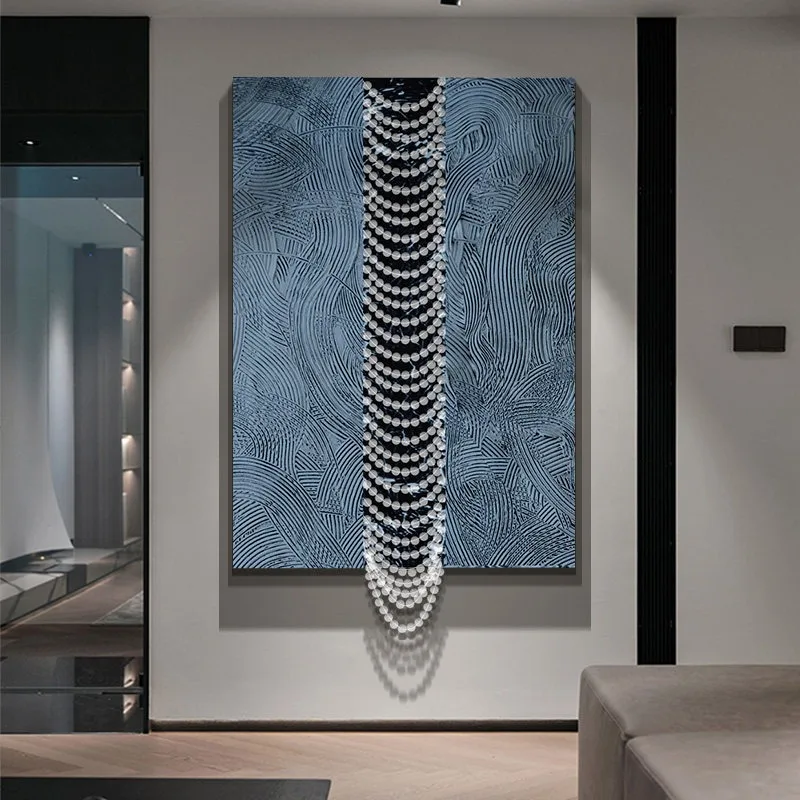 Modern Luxury Abstract Texture Crystal Pearl Wall Art, 3D Hanging Decor for Living Room Background & Entryway