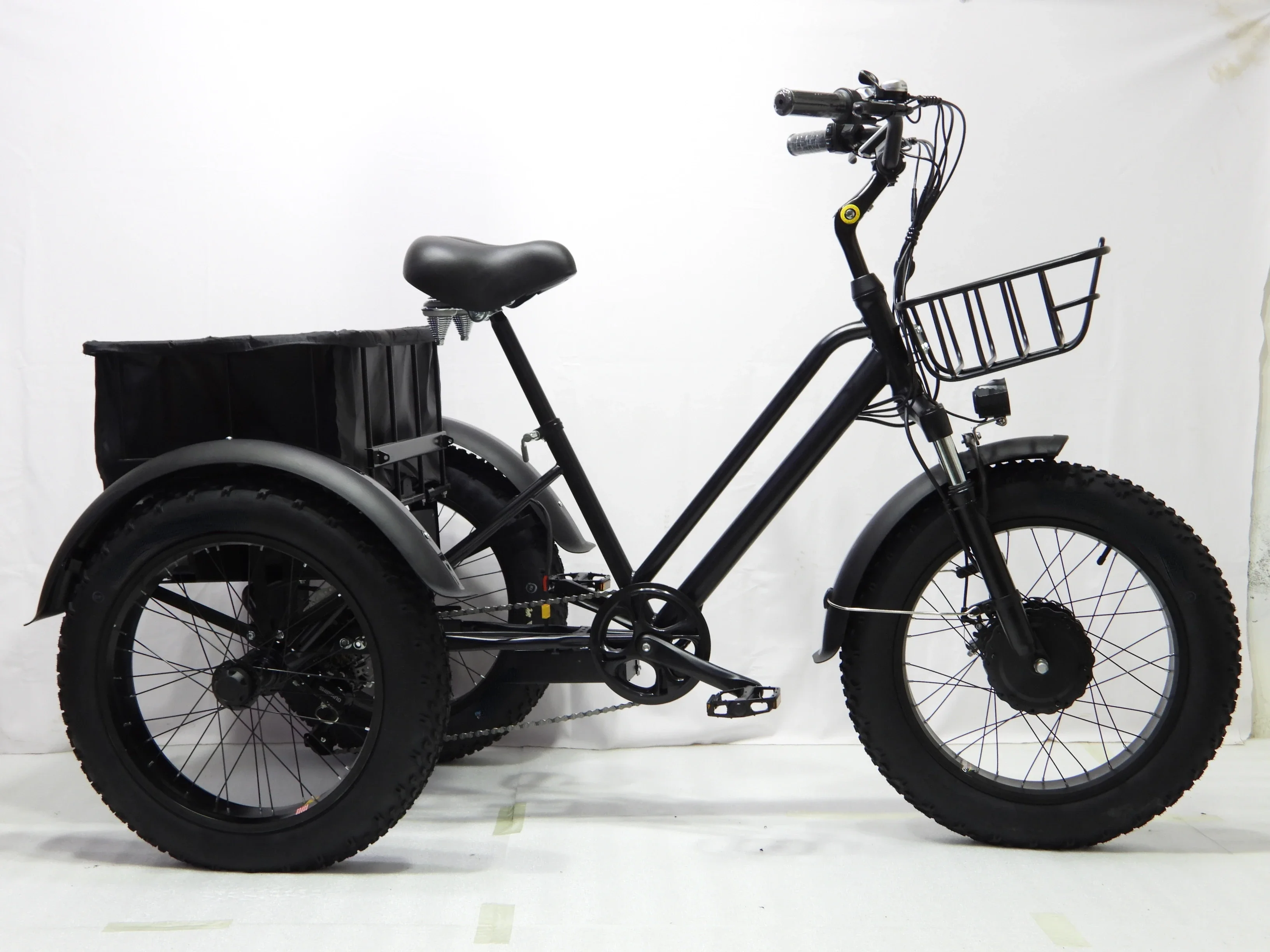 500W 750W 48V17.5/20Ah 20inch Fat Tire Electric Tricycle Front Suspension Fork Disc Brake Removable Storage Compartment and Seat