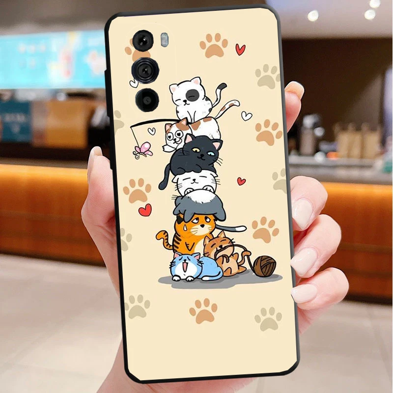 

Phone Case For Motorola Edge 50 40 Pro 60 50 40 30 Ultra Neo Fusion Moto G85 G72 G53 G54 G84 G13 G32 Cute Kitten Cat