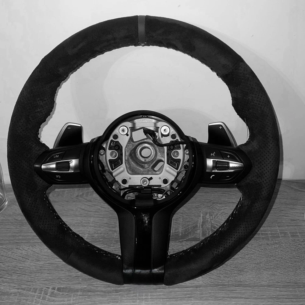 BMW (mスポーツ) 用の編組スエードカバー,BMW車用の黒いハンドルカバー,F10,F11,f22,f23,f45,F46,x4,f26,x5,f15,x6,f16