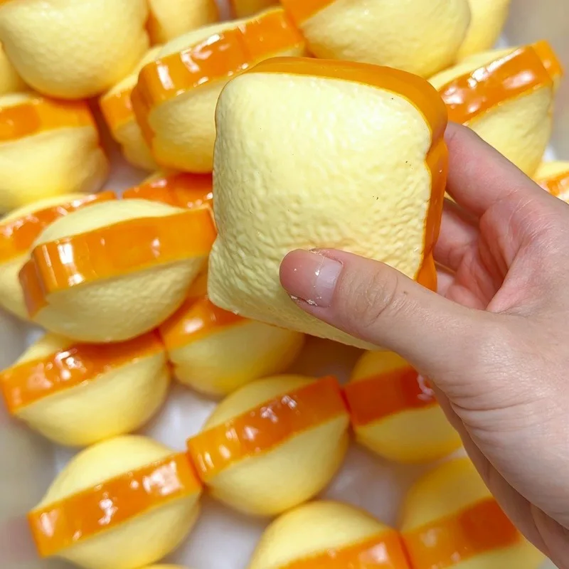 Squishies Toy Fun Bread Slice Toast Simulation Food Unique Creative Rebound Kneading Venting Musical Home Office Desktop Gift