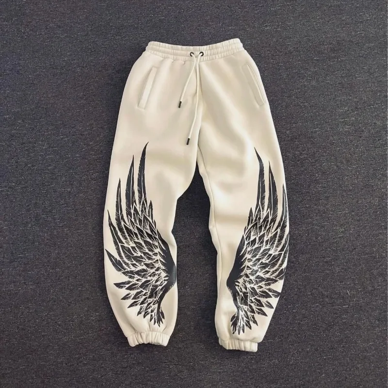 

Модные модные повседневные брюки в стиле хип-хоп с принтом крыльев Y2K в стиле ретро Harajuku, готические мужские свободные облегающие брюки