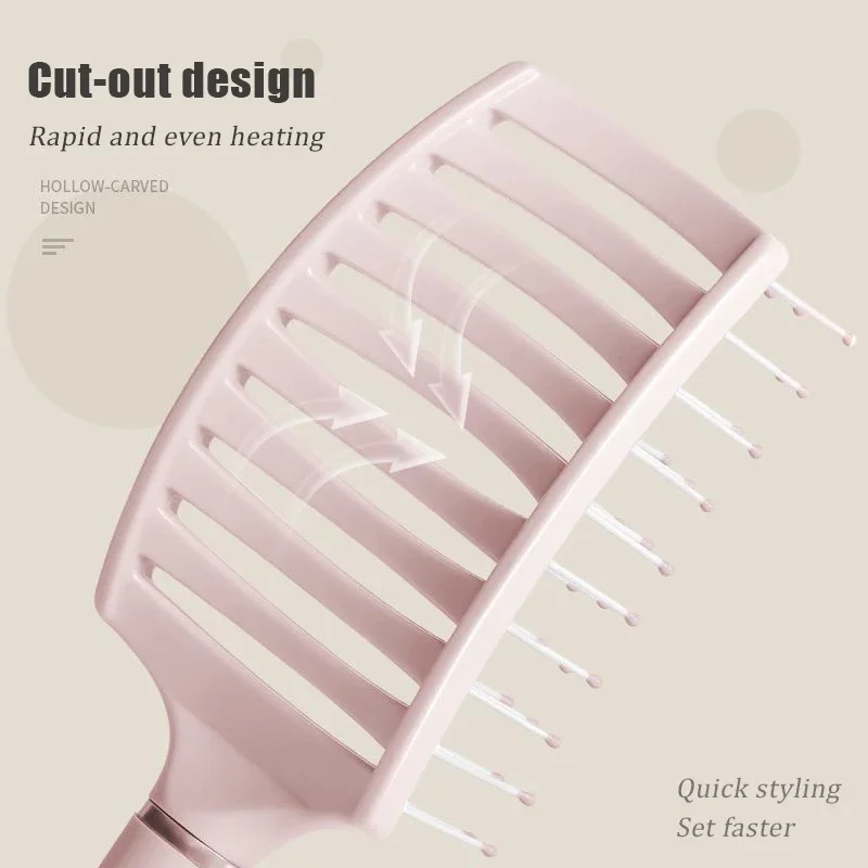 Hairdressing Fluffy Hair Comb Curly Hair High Cranial Top Hollow Massage Big Curved Comb Wide Tooth Large Plate Comb Beauty Tool