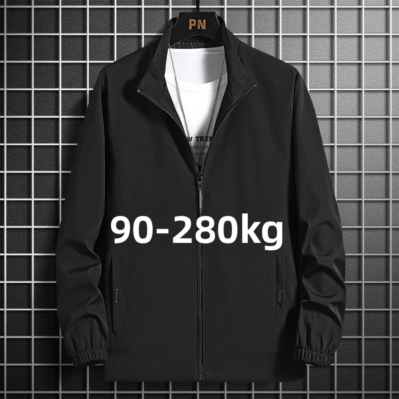 

Весенне-осенняя мужская повседневная спортивная куртка больших размеров для полных мужчин, универсальная модная верхняя одежда с длинными рукавами на молнии