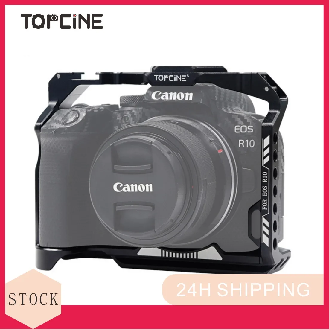 

Topcine R10 Camera Cage for Canon EOS R10 with Cold Shoe Mount Multiple 1/4" Holes for Photography Rig Vlog Video Shooting