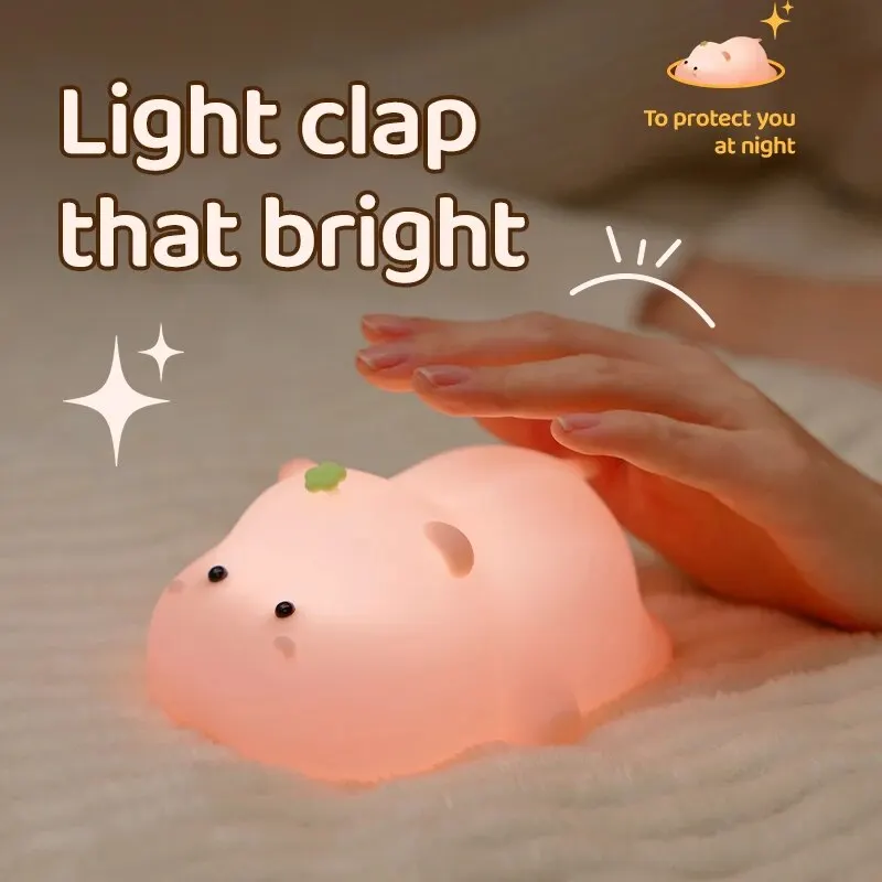 Cute Night Light for Kids LED Squishy Novelty Lamp 3 Level Dimmable Nursery Nightlight for Breastfeeding Toddler Baby Home Decor