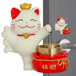 Lucky Cat Doorbell Opening Door Chime Attracting Wealth Delightful Door Chime Adhesive Shopkeeper Bell Hang Decoration Door Luck