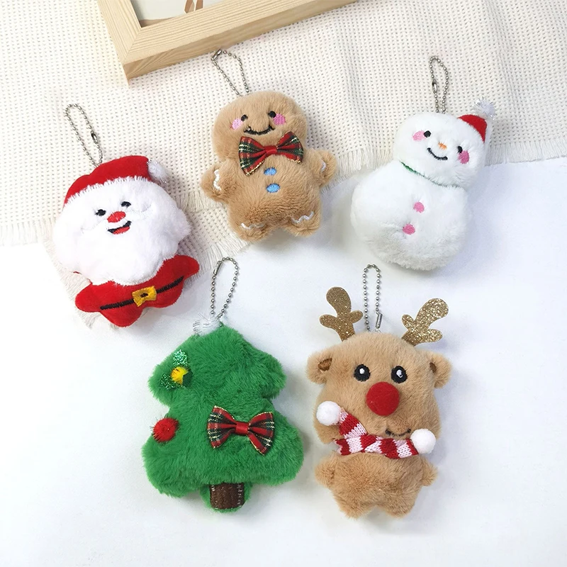 Cute Cartoon Plush Pendant Christmas Tree Snowman Elk Keychain Backpack Charm Party Decoration Children's Toy Gift