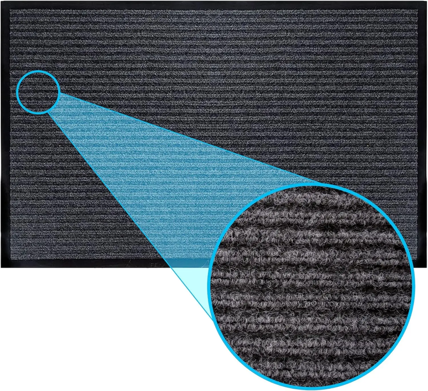 

Прочный резиновый придверный коврик - нескользящий, водонепроницаемый, легко чистится, для использования внутри и снаружи помещений, на террасе, в гараже (43x76 см, серый в полоску)