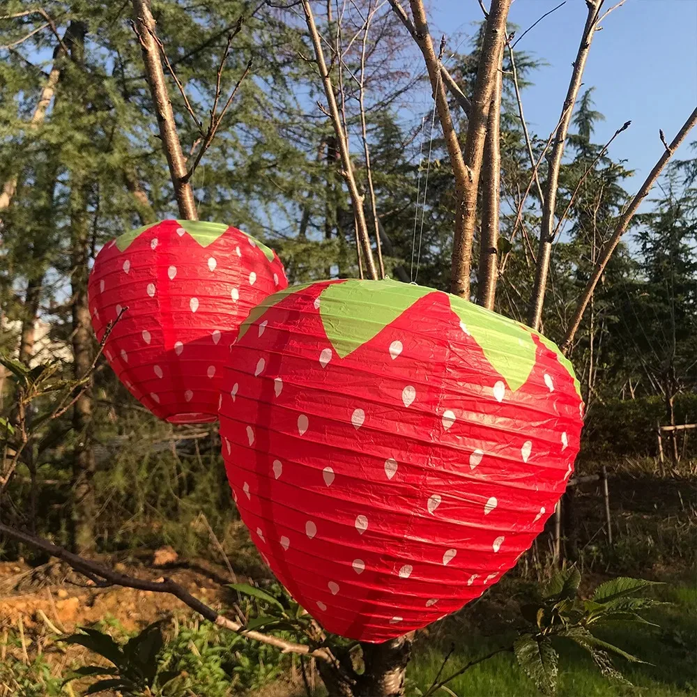 Strawberry Paper Lanterns Rural Style Theme Party Supplies Fruit Hanging Lantern Happy Birthday Party Decoration Kids Home Decor