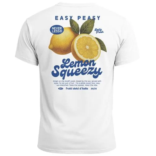 Camiseta masculina com estampa traseira Easy Peasy Lemon Squeezy Citrus Itália Vintage-