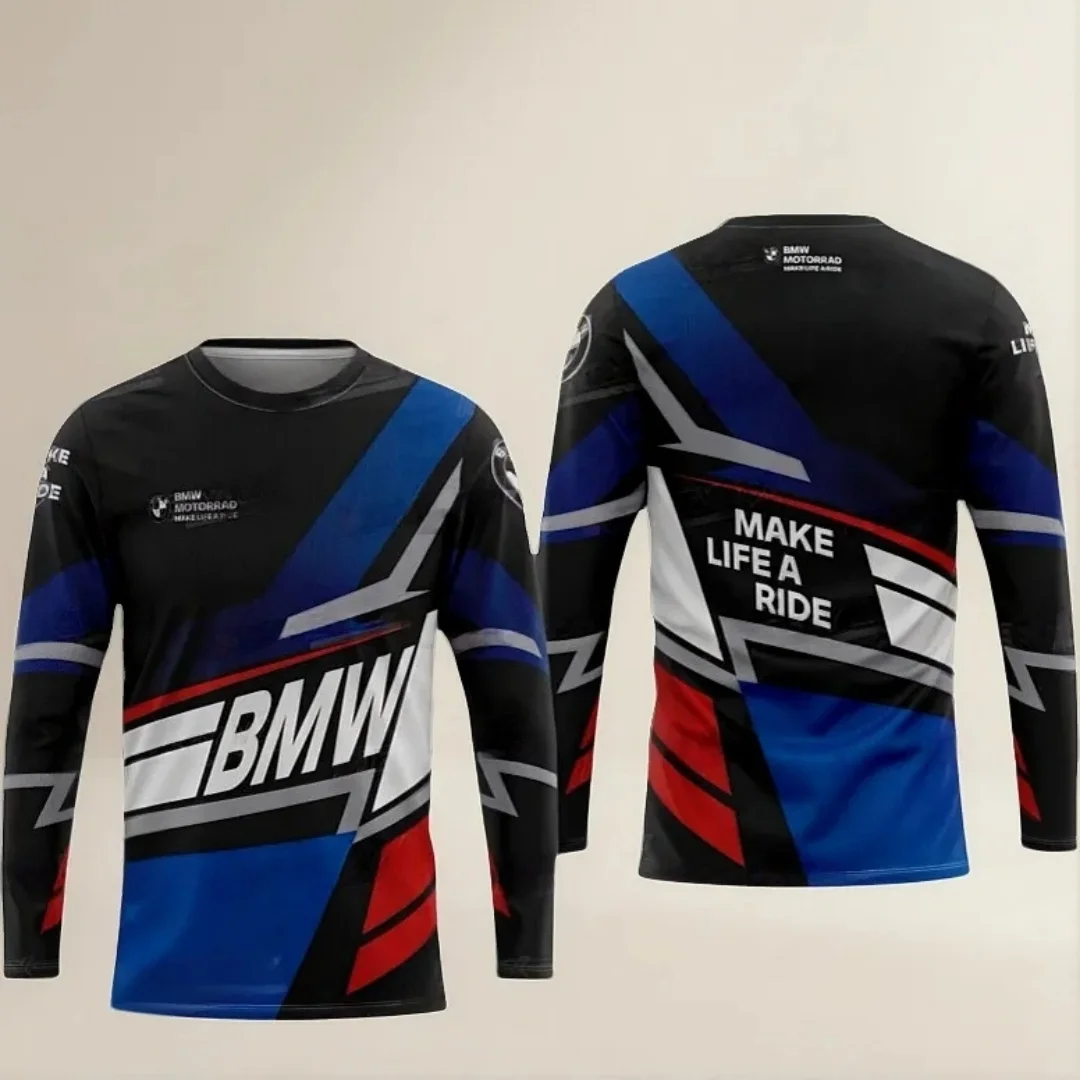 

2025-26 New 3D Print Men's T-shirt BMW Evo Stripe Sublimation Baju BMW Jersey Outdoor Motorcycle Sports Quick Dry Cycling Jersey