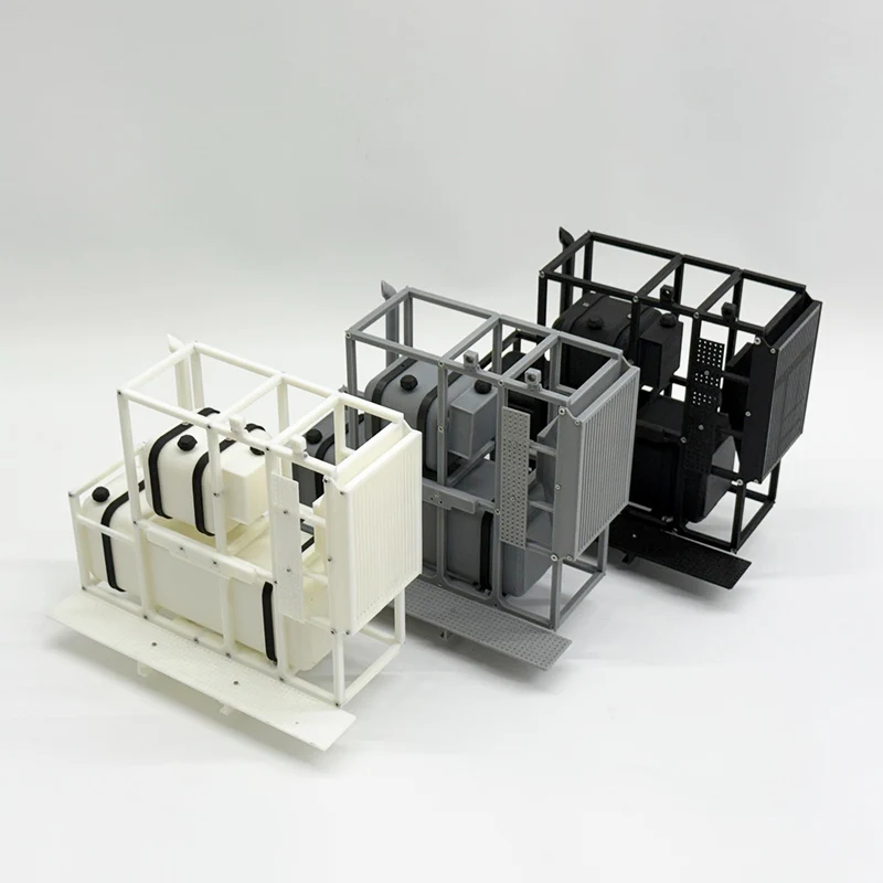 Equipamento rack 3d impresso pla tanque de combustível pode ser equipado com equipamentos eletrônicos para 1/14 tamiya rc caminhão reboque peças basculantes